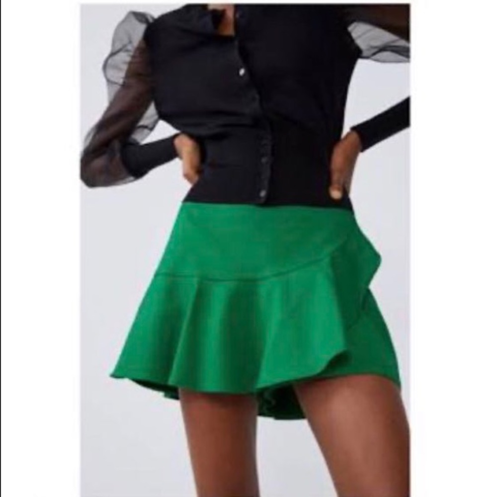 Zara Green Ruffle Skirt